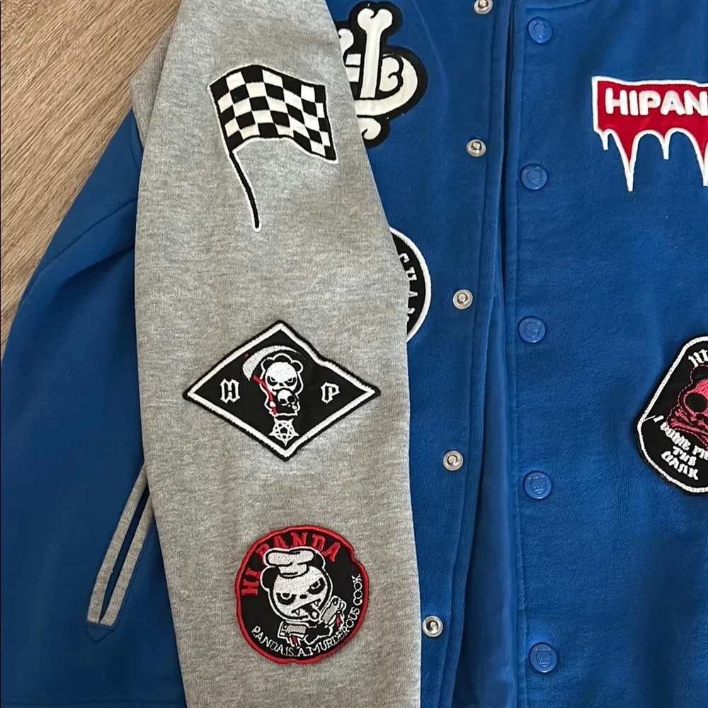 Hipanda Blue and Gray Varsity Jacket - Picture 6 of 10